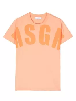 MSGM Kids футболка с логотипом, оранжевый