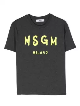 MSGM Kids футболка с логотипом, серый