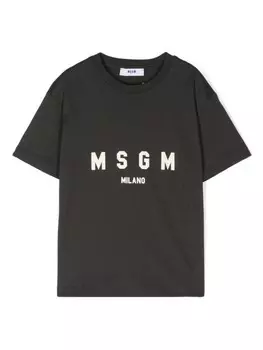 MSGM Kids футболка с логотипом, серый