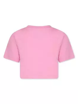MSGM Kids футболка с вышитым логотипом, розовый