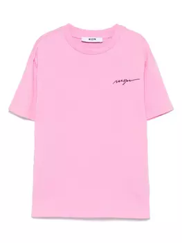 MSGM Kids футболка с вышитым логотипом, розовый
