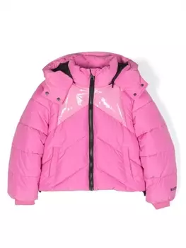 MSGM Kids глянцевый пуховик, розовый