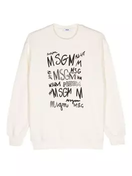 MSGM Kids хлопковая толстовка с логотипом, белый