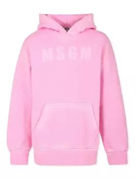 MSGM Kids хлопковая толстовка с логотипом, розовый