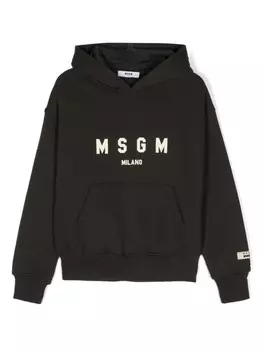 MSGM Kids хлопковая толстовка с логотипом, серый