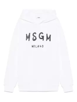 MSGM Kids худи с логотипом, белый