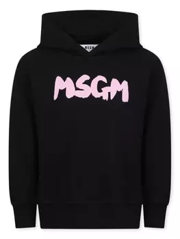 MSGM Kids худи с логотипом, черный