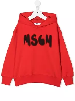 MSGM Kids худи с логотипом, красный