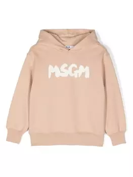 MSGM Kids худи с логотипом, нейтральный цвет