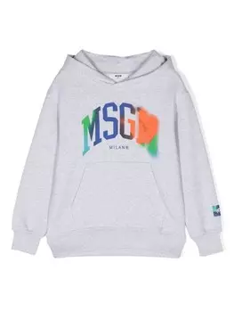 MSGM Kids худи с логотипом, серый