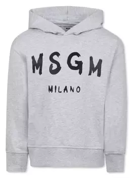 MSGM Kids худи с логотипом, серый