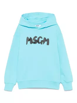 MSGM Kids худи с логотипом, синий