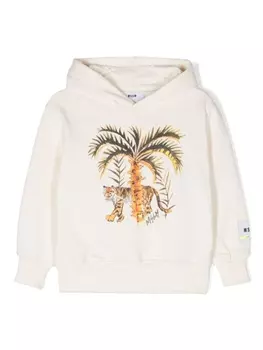 MSGM Kids худи с принтом, белый