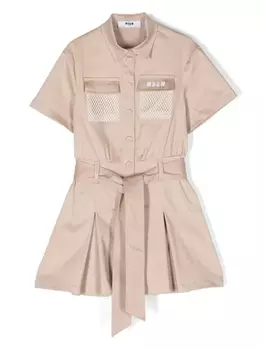 MSGM Kids комбинезон с вышитым логотипом, нейтральный цвет