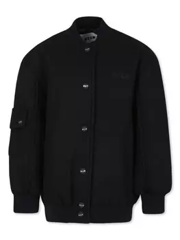 MSGM Kids куртка-бомбер с вышитым логотипом, черный