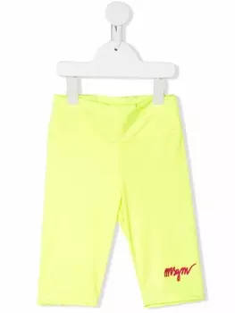 MSGM Kids легинсы с вышитым логотипом, желтый