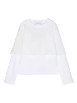MSGM Kids многослойная футболка с логотипом, белый