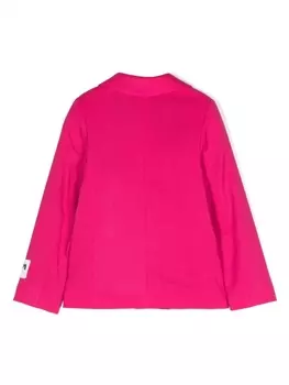 MSGM Kids однобортный блейзер с нашивкой-логотипом, розовый