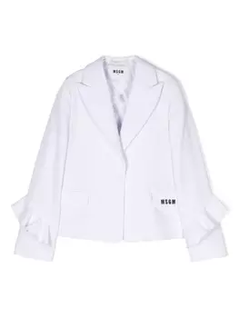 MSGM Kids однобортный блейзер с оборками, белый