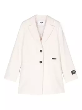 MSGM Kids пальто с вышитым логотипом, нейтральный цвет