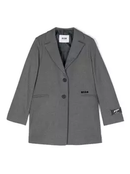 MSGM Kids пальто с вышитым логотипом, серый