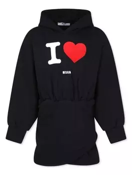 MSGM Kids платье с капюшоном и логотипом