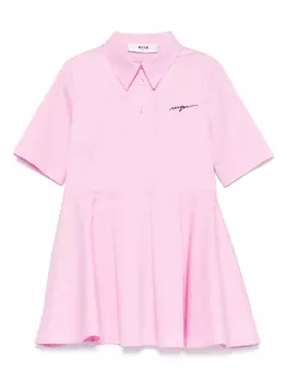 MSGM Kids платье с вышитым логотипом, розовый