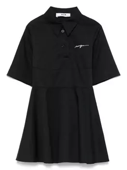 MSGM Kids платье с вышитым логотипом, черный