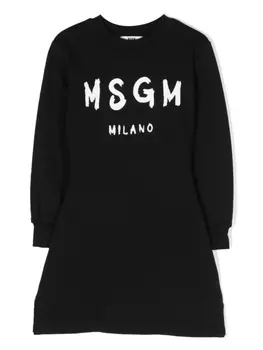 MSGM Kids платье-толстовка с логотипом, черный