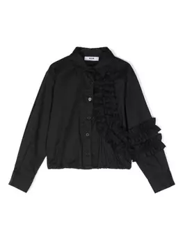 MSGM Kids поплиновая рубашка, черный