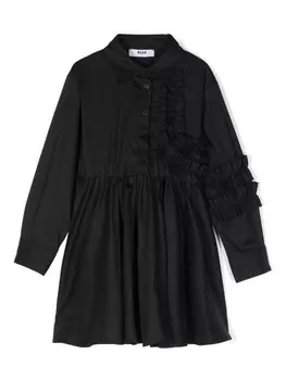 MSGM Kids поплиновое платье-рубашка, черный