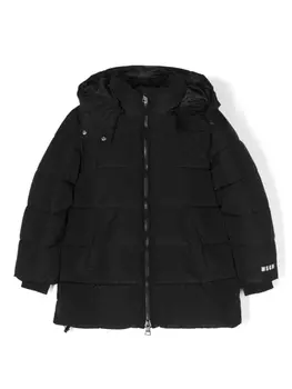 MSGM Kids пуховик с логотипом, черный