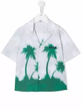 MSGM Kids рубашка с графичным принтом и логотипом, белый
