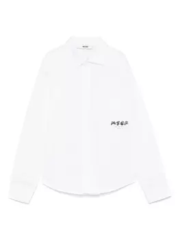 MSGM Kids рубашка с логотипом, белый