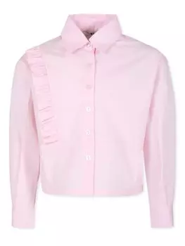 MSGM Kids рубашка с оборками, розовый