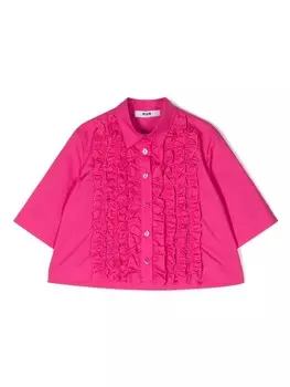 MSGM Kids рубашка с оборками, розовый