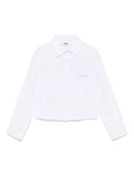 MSGM Kids рубашка с вышитым логотипом, белый