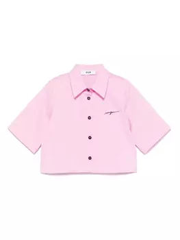 MSGM Kids рубашка с вышитым логотипом, розовый