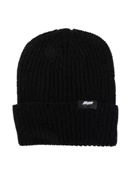 MSGM Kids шапка бини с нашивкой-логотипом, черный