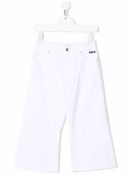 MSGM Kids широкие джинсы с логотипом, белый