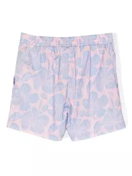 MSGM Kids шорты Hawaiian с эластичным поясом и цветочным принтом, розовый