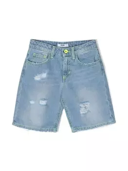 MSGM Kids шорты с эффектом потертости, синий