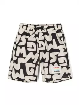 MSGM Kids шорты с логотипом, нейтральный цвет
