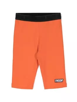 MSGM Kids шорты с логотипом, оранжевый