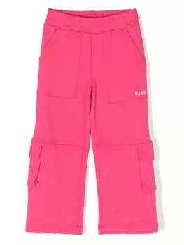 MSGM Kids спортивные брюки карго с вышитым логотипом, розовый