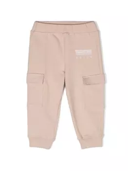 MSGM Kids спортивные брюки с логотипом, коричневый