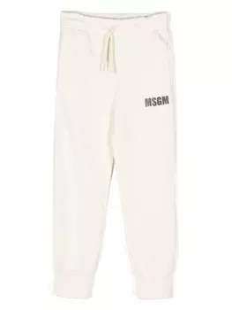 MSGM Kids спортивные брюки с логотипом, нейтральный цвет