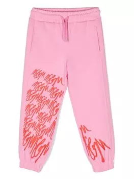 MSGM Kids спортивные брюки с логотипом, розовый
