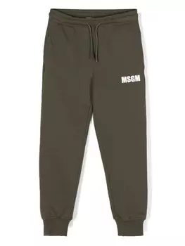 MSGM Kids спортивные брюки с логотипом, зеленый