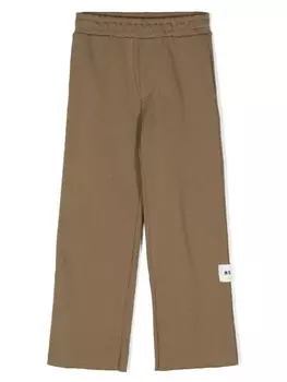 MSGM Kids спортивные брюки с нашивкой-логотипом, зеленый